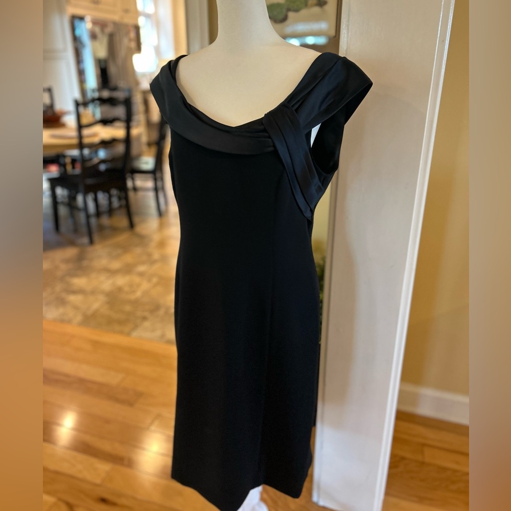 NWT Talbots Little Black V-Neck Off the Shoulder Sheath Coctail Dress Petite